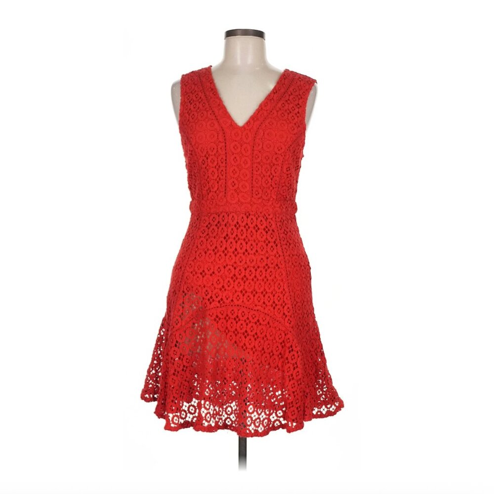 Anthropologie San & Soni Sleeveless, v-neckline, red, short dress size 0
